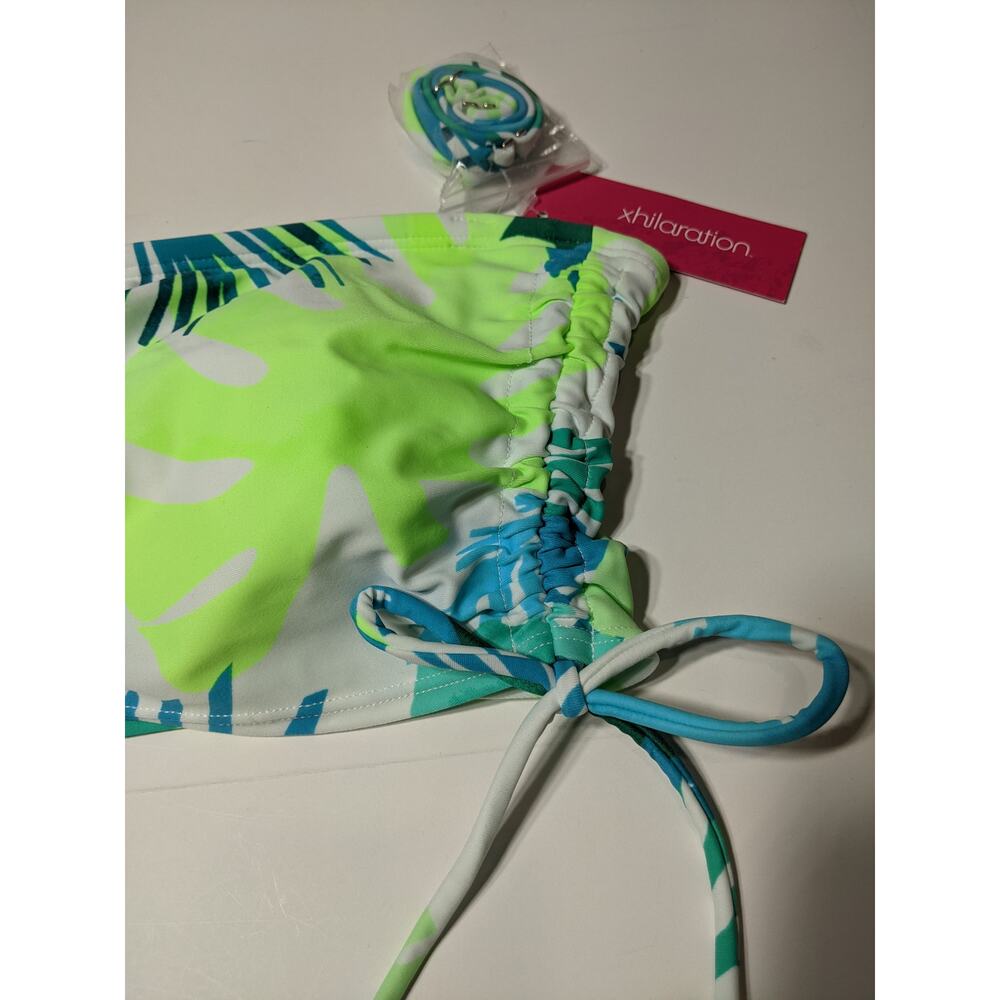 Xhilaration Bikini Top Tropical Juniors' Longline Side-Cinch Bandeau M Swimsuit - Picture 4 of 10